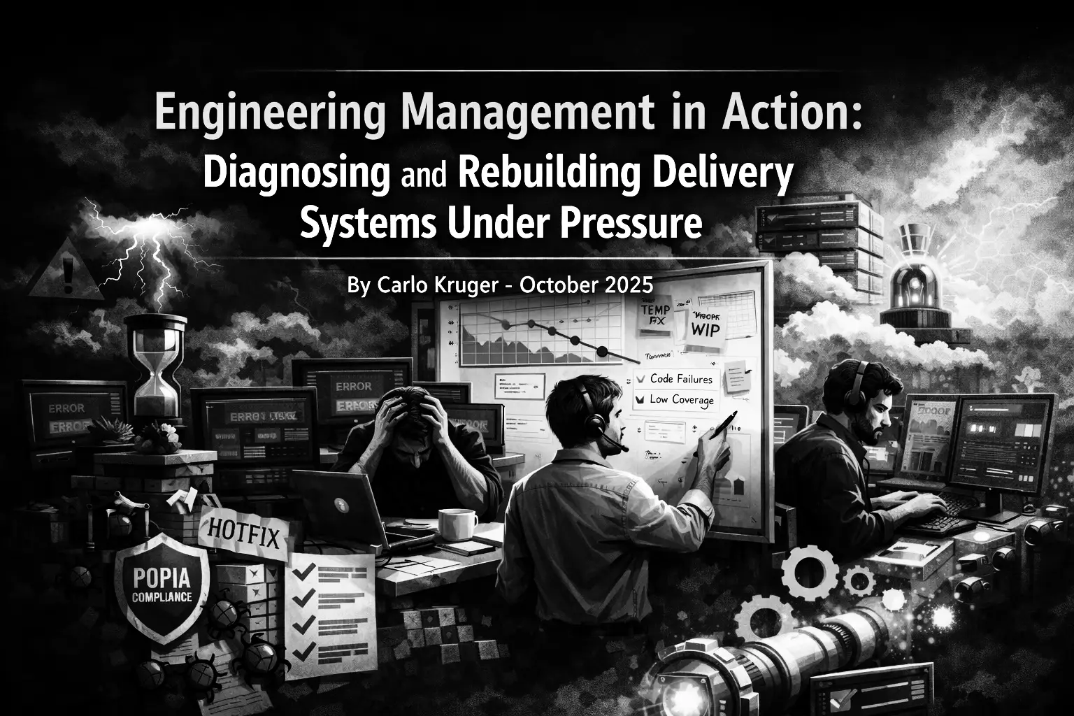 an engineer in front of a white board solving a problem